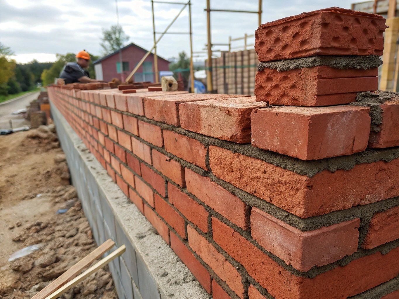 Professionelle Mauerarbeiten - Ziegelmauerwerk und Naturstein von erfahrenem Handwerker